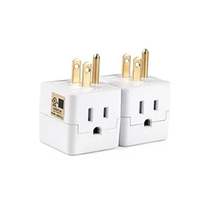 3 Steckdosen Wandadapter Würfel Wasserhahn, UL-gelistet 3 Zinken Erdungsstecker 2er Pack weiß - Bild 1 von 8