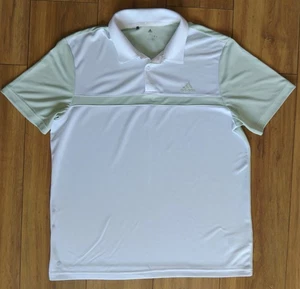 Adidas Men's White & Mint Green Climalite Golf Polo Shirt- Size Large - Picture 1 of 9
