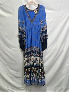 FARM Rio Maxikleid mehrfarbig Anika Fliesen blau Größe M mit kleinem Stoffzug - Bild 1 von 14