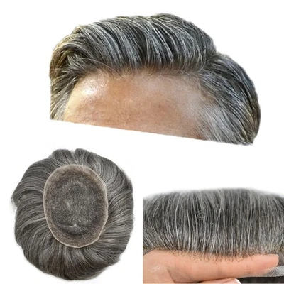 Full Lace Mens Toupee French Lace Human Hair Replacement Systems Male Hairpieces - Image 1 of 4