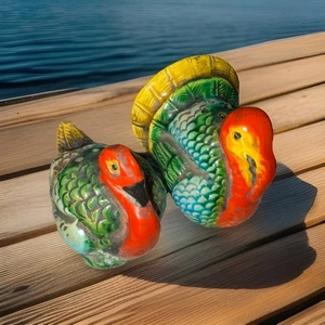 Pavo de cerámica vintage de los años 50 - Salero y pimentero Tom & Hen Japón - Imagen 1 de 7