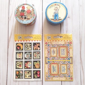 Mary Engelbreit Set of 2 Vintage Sticker Packs and 2 Trinket Gift Boxes - Picture 1 of 11