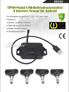 Módulo adaptador de presión interna de neumáticos USB 4 sensores TPMS Android 8.1+ Autoradio - Imagen 1 de 9