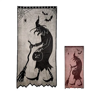 Cortinas de Halloween Halloween Bruja Encaje Cortina Puerta Cortina Halloween Decoración - Imagen 1 de 8