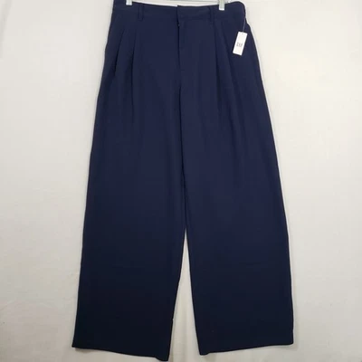 Pantalón GAP Easy Crepe Mujer Talla 14 Azul Marino Pierna Ancha Plisado Nuevo Con Etiquetas Foto 1 de 4