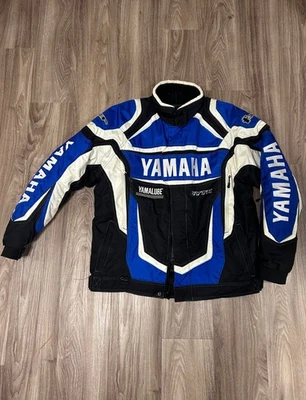 Chaqueta de bombardero de invierno azul Yamaha Racing FXR moto de nieve Yamalube GYTR para hombre grande Foto 1 de 4