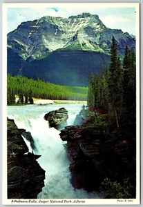 Postcard Alberta Athabasca Falls Jasper Nat'l Park Icefield Parkway Mt Kerkeslin - Picture 1 of 2
