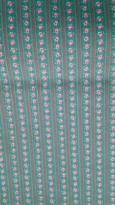 Fabric Michael Miller NEW Tiny Pink & White Flowers Teal Blue Background $3.95 - Image 1 of 2