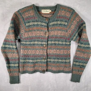 LL Bean Cardigan Womens Small Blue Sweater Wool Cabincore Cottage Academia - Picture 1 of 9