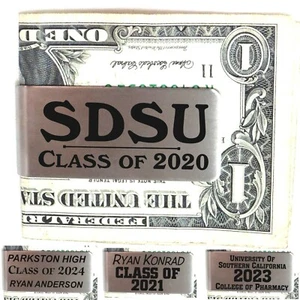 Personalized Steel Money Clips Custom Graduation Presents Customized Grad Gift - Picture 1 of 18