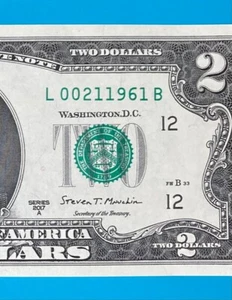February 1, 1961 / 2 January 1961 L 00211961 B BIRTHDAY Note $2 Two Dollar Bill - Picture 1 of 3