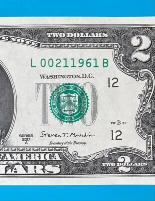 February 1, 1961 / 2 January 1961 L 00211961 B BIRTHDAY Note $2 Two Dollar Bill - Image 1 of 3