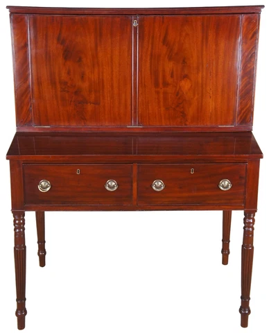 Antique 18th Century Federal Sheraton Mahogany Fall Front Secretary Writing Desk Cover