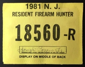 New Jersey 1981 Resident Firearm Hunter #18560-R - excellent condition - NJ - Picture 1 of 3