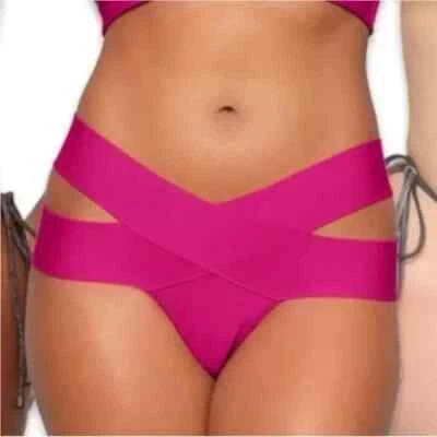 Parte inferior de bikini con tiras de natación tejida talla 2X magenta (SW-BIK-0165) NUEVO Foto 1 de 4