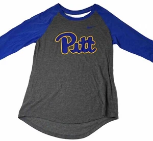 Nike Women’s University Of Pitt Dry-Fit Charcoal Gray Long Sleeve T Shirt Sz XS - Picture 1 of 11