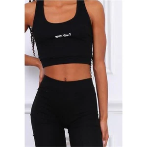 2-teiliges Damen Fitness Sport-Set Tanktop + Shorts Schwarz #SW232 - Bild 1 von 12