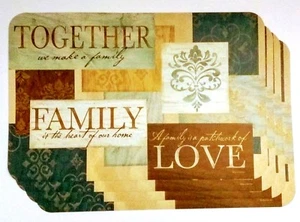 1 SET 4 PLACEMATS NAPPERON  TOGETHER, FAMILY, LOVE 6 PCS - Picture 1 of 3