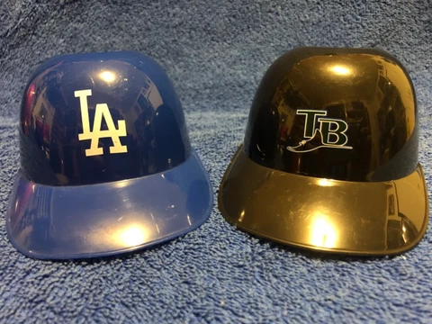 Los Angeles Dodgers Tampa Bay Rays Set of 2 ice cream mini helmets used Cover
