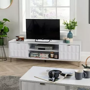 TV Standschrank Aufbewahrung hoch weiß grau 2-türig Ständer 150 cm breit - Bild 1 von 7