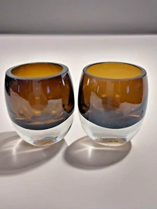 Crate & Barrel Votivkerze/Teelichthalter Bernstein Topas Top, klar BTM Lot (2) - Bild 1 von 5