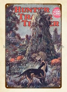 Hunter Trader Trapper 1929 Raccoon Hunting metal tin sign cabin decor - Picture 1 of 4
