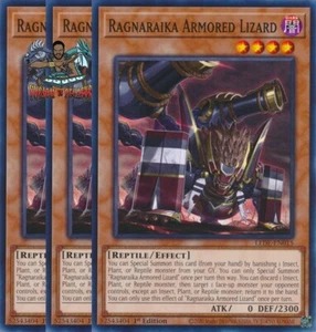 Yugioh! 3x Lagarto Blindado Ragnaraika LEDE-EN015 Común 1a Edición Casi Nuevo - Imagen 1 de 1