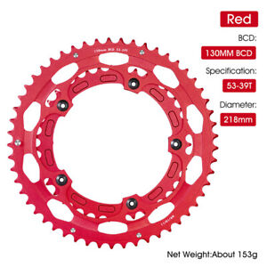 WEST BIKING Road Bike Tooth Plate 130BCD Double Chainring Crankset 39/53T Red