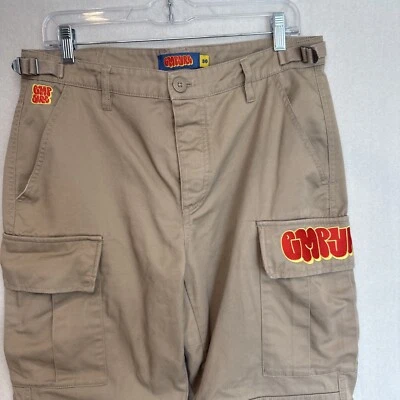 EMPYRE Khaki Cargo Skate Pants Bubble Logo Mens 30 Relax Loose Fit Button Fly - Image 1 of 4