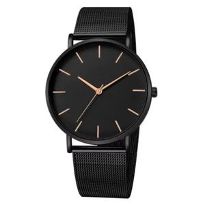 Fashion Ultra Thin Creative Black Stainless Steel Quartz Watches Men Simple Fash - Picture 1 of 14