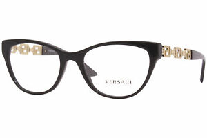Versace 3292 GB1 Eyeglasses Women's Black/Gold Full Rim Optical Frame 54mm