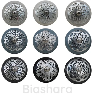 CERAMIC DOOR KNOBS CLASSY Cupboard Handles Drawer Pulls Metal Cut Out Baroque - Image 1 of 4