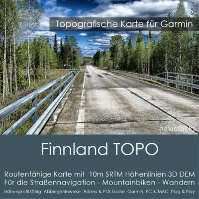 Finnland Topo Karte Garmin 10m Höhenlinien 4GB microSD für Garmin Navi, PC & MAC - Bild 1 von 4