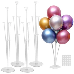 4 Sets Balloon Stand Kit For Table, Balloon Sticks with Base Birthday Graduation - Picture 1 of 6