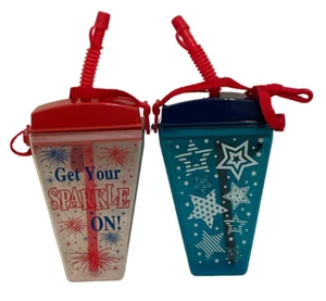 Patriotic Tumblers Water Bottle w/ Straps & Straw Portable Travel Flask 2 Cups - Picture 1 of 15