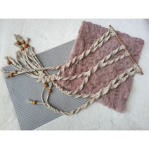 Makramee gewebt & Perlen Boho Wandhänge Dekor Handarbeit Blogger Favorit Geschenk - Bild 1 von 11
