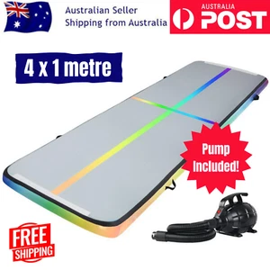 Air Track 4x1m Gymnastics Tumbling Exercise Inflatable Gym Floor Mat + Pump - Picture 1 of 8