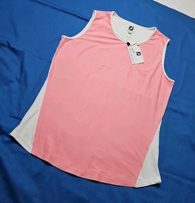 Tanque de golf FootJoy sin mangas que absorbe la humedad antibacteriano grande rosa/blanco NUEVO Foto 1 de 4