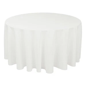 132" Runde Polyester Tischdecke Stoff Leinen Tuch Abendessen Hochzeit Bankett - Bild 1 von 11