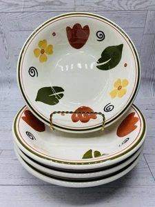 Set of 4 Pier 1 Alessia Handpainted 8” Bowls La Primula Italy Discontinued - Picture 1 of 18