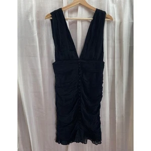 Forever 21 schwarzes Minikleid V-Ausschnitt gerafft figurbetont ärmellos Party neu mit Etikett - Bild 1 von 8