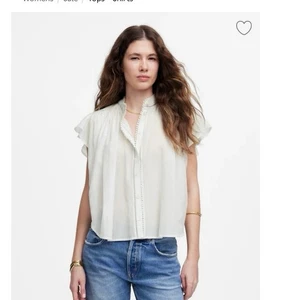 Madewell Shirred Lace-Trim Top in White size Large - Picture 1 of 15