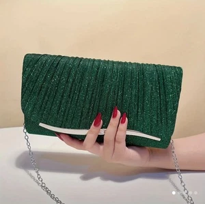 Elegant Green Clutch with Rhinestone Clutch Bag Purse - Picture 1 of 5