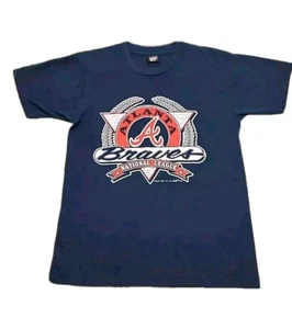 Vtg Atlanta Braves National League 1992 Blue Screen Stars TShirt Large USA Made - Picture 1 of 9