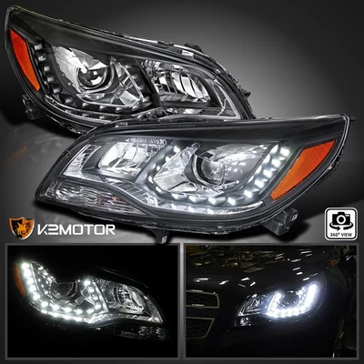 Fits Black 2013-2015 Chevy Malibu LED Halo Projector Headlights Lamps Left+Right Foto 1 de 4