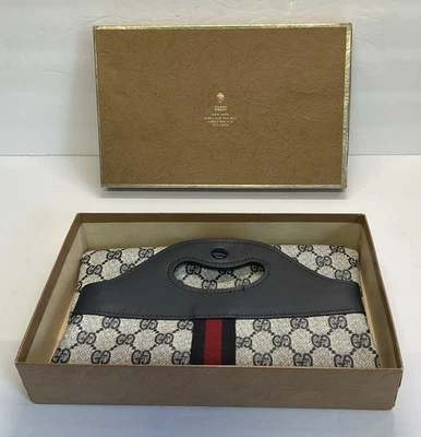 Bolso de Mano Gucci Vintage Antiguo Sherri GG Cuero Asa Años 70’s con Caja Usado Foto 1 de 4