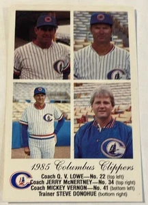 1985 Columbus Clippers #NNO Q.V. Lowe/Jerry McNertney/Mickey Vernon/Steve Donohu - Picture 1 of 2