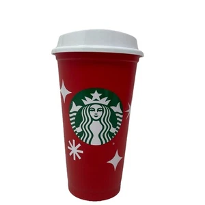 NUEVO Starbucks Vacaciones Taza Roja Día 16oz Reutilizable Taza Caliente Café Plástico Reciclado - Imagen 1 de 5