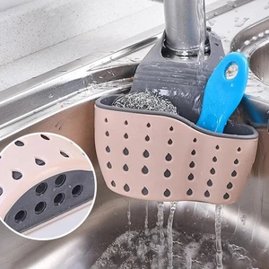 Cesta de drenaje de almacenamiento en el hogar soporte de fregadero de cocina jabón ajustable esponja Shlf colgante - Imagen 1 de 11