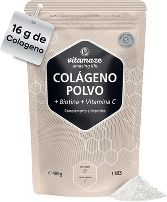 Péptidos de Colágeno Hidrolizado en polvo, con Biotina y Vitamina C. - Imagen 1 de 4